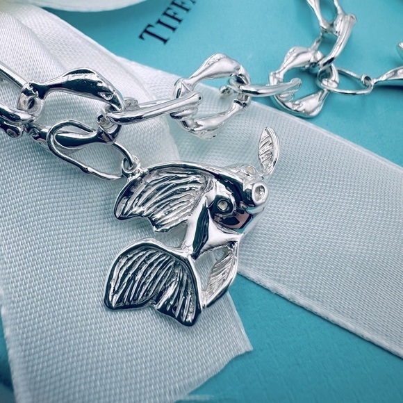 RARE Tiffany & Co. Nautical Charm Bracelet 7.25” Star Anchor Fish Boat Packaging - Picture 4 of 15